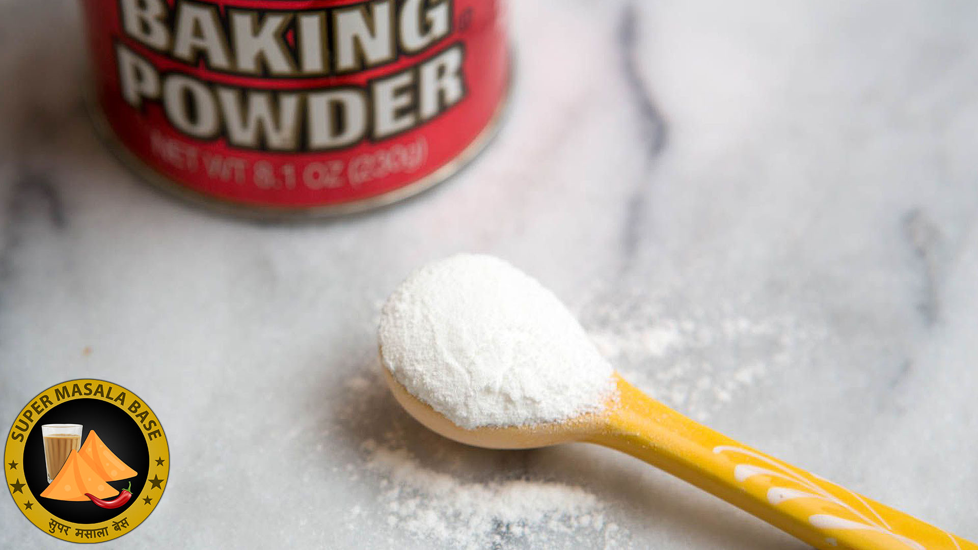 baking powder yellow spoon